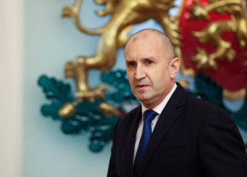 Bulgarian President Rumen Radev departs after delivering an address to the nation at the Presidency, in Sofia, Bulgaria, January 19, 2026. REUTERS/Stoyan Nenov