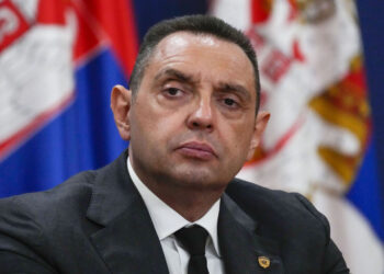 FILE - Aleksandar Vulin, former director of Serbia's intelligence agency attends a press conference in Belgrade, Serbia, on Sept. 8, 2021. Serbia's new government will include a former intelligence chief, Aleksandar Vulin who has fostered close ties with Russia and is sanctioned by the United States, the prime minister - designate Milos Vucevic said on Tuesday April 30, 2024. The inclusion of Vulin into the new government suggests further shift toward Russia despite Serbia's proclaimed pro-EU path. (AP Photo/Darko Vojinovic, File)