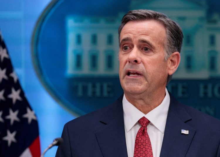 Central Intelligence Agency (CIA) Director John Ratcliffe speaks during a press conference with U.S. President Donald Trump (not pictured) in the James S. Brady Press Briefing Room at the White House in Washington, D.C., U.S., April 6, 2026. REUTERS/Evan Vucci